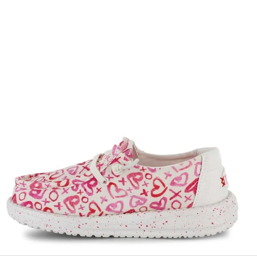 Hey Dude Womens/ Youth  Pink Heart Design
